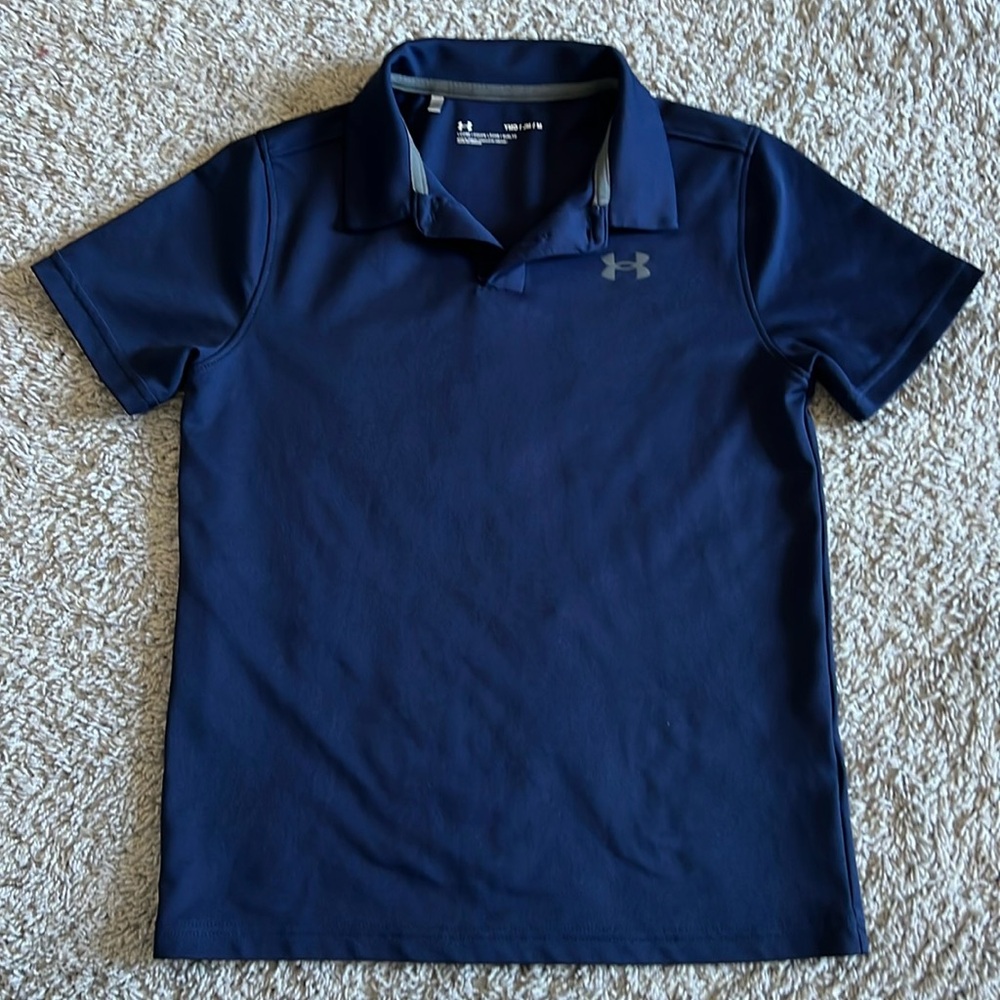 Youth medium Under Armour navy blue golf shirt. Worn a few times. Like new.